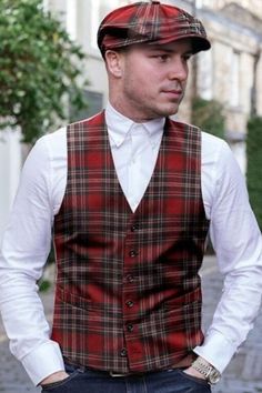 Tartan Waistcoat with Straight Cut Bottom Tartan Waistcoat, Tactical Kilt, Great Kilt, Leather Kilt, Utility Kilt, Scottish Kilts, Tartan Kilt, Tartan Design, Leather Denim