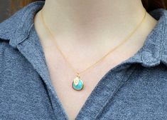 "This beautiful turquoise necklace would be a perfect gift for a wedding, birthday, anniversary, graduation or for any occasion. Please click here to view the matching earrings: https://www.etsy.com/listing/736686652/turquoise-earrings-december-birthstone?ga_search_query=turquoise&ref=shop_items_search_1&pro=1&frs=1 The gold, silver or rose gold plated (shown in last two images) turquoise pendant is made of glass and is a gorgeous blue/green shade. It measures approximately 12.5x 16 Turquoise Teardrop Pendant Jewelry As Gift, Elegant Turquoise Charm Necklace For Gift, Personalized Turquoise Necklace For Gift, Turquoise Birthstone Necklace For Anniversary, Turquoise Pendant Charm Necklace As Gift, Gold Teardrop Turquoise Necklace Gift, Gold Turquoise Teardrop Necklace For Gift, Turquoise Pendant Necklaces For Anniversary, Turquoise Teardrop Pendant Necklace For Gifting