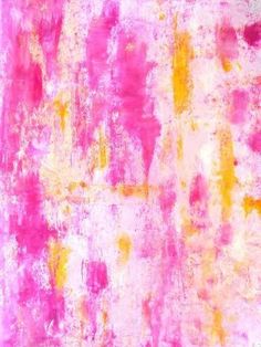 an abstract painting with pink and yellow colors