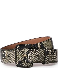 From BRAHMIN&#x2C; this belt features:Grey Classic Snake Embossed 100% LeatherApprox. 35.75" LSingle-prong square covered buckleAdjustableSpot CleanImported. Snake Leather, Casual Belt, Animal Prints, Dillard's, Leather Belt, Gray Color, Animal Print, Buckle, Square