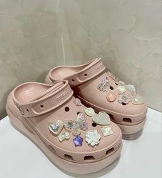 Crocs Platform, Nail Bags, Girly Shoes, Recycled Jewelry, Aesthetic Shoes, Footwear Design Women