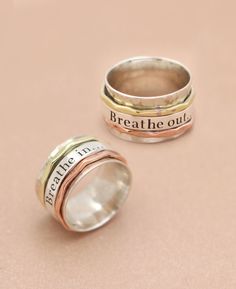 Breathe In, Breathe Out Spinning Meditation Ring - Rings Size 6 Luxury Spiritual Stamped Jewelry, Cheap Spiritual Nickel-free Rings, Luxury Spiritual Rings With Polished Finish, Cheap Nickel Free Spiritual Rings, Affordable Nickel-free Spiritual Rings, Luxury Silver Spiritual Rings, Meditation Beads Mala, Buddha Groove, Mindful Meditation