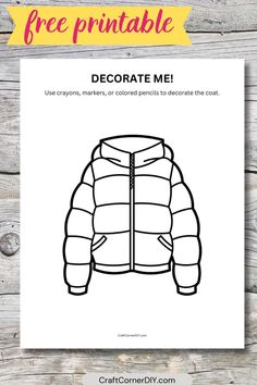 coat coloring page Winter Clothes Art Preschool, Winter Clothes Activities For Kids, Winter Clothes Crafts For Kids, Winter Clothes Crafts For Toddlers, Clothing Activities For Preschool, Snow Day Activities, Matching Kids Outfits, Preschool Thanksgiving, Free Printable Crafts