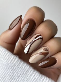 #SettembreReset Brown Nail Art, Mint Green Nails, Modern Nail Art, Brown Nails Design, Green Nail Designs, Modern Nails, Blush Nails, Brown Nails, Pedicures