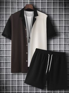 Otaku Clothes, Boys Dresses, Colorblock Shirt, Mens Outerwear Fashion, Shein Men, Fancy Shirt, Nike Fashion Shoes