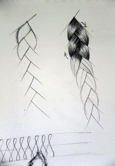 a drawing of two different types of hair