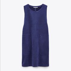 Zara Short Sleeveless Dress With Round Neckline. Front Patch Pockets. Size L. Armpit To Armpit: 20-24” Length: 34”. 95% Polyester, 5% Elastane Chic Sleeveless Purple Midi Dress, Blue Sleeveless Mini Dress With Pockets, Zara Casual Purple Mini Dress, Casual Purple Mini Dress By Zara, Zara Sleeveless Workwear Mini Dress, Casual Purple Sleeveless Mini Dress, Zara Sleeveless Mini Dress For Workwear, Blue Sleeveless Midi Dress With Pockets, Zara Purple Sleeveless Mini Dress