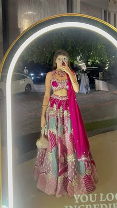 Indian lehnga pink red wedding shaadi season outfit ideas Pink Outfits Traditional, Simple Indian Wedding Lehenga, Aesthetic Wedding Lehenga, Shaddi Outfit Aesthetic, New Design Lehenga Indian Weddings, Indian Wedding Outfits Lehenga, Pink Wedding Indian, Outfit For Engagement Indian, Pink Lehnga Outfit Wedding