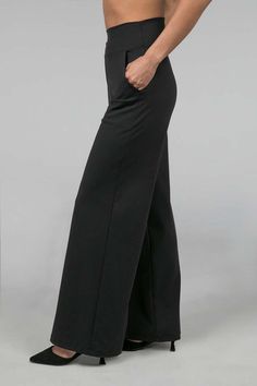 Why we love this: This BRAND NEW style is a must-have dress pant! This fits a bit looser than our #1 High Waist Wide Leg Pant, and is so comfortable you won't want to take it off. Easily transition from desk-to-dinner, with a super-flattering waist, roomy pockets, & an elegant wide-leg design! Features: KiraGrace PowerStrong: Feels like cotton, keeps you dry High-rise, 32" inseam, Leg Opening: 25"  Slimming high waist w/side pockets Made in U.S.A. of imported fabric Waist: High-Waisted (13" Rise High Waist Black Pants, Yoga Bottoms, Check Mark, High Waist Wide Leg Pants, Perfect Pant, Wide Leg Pant, Pants Wide Leg, Black Dress Pants, Dress Pant