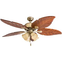 a ceiling fan with three leaves on it