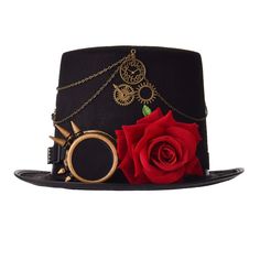 PRICES MAY VARY. Material: thick felt Head circumference 58cm-60cm Steampunk top hat, gears, feather, red rose accessories The goggle is removable and can be wear, strap adjustable Steampunk hats for men women black, top hats for women, gothic top hat, steampunk hat with goggles Perfect for gothic steampunk, victorian accessory, renaissance costume, Masquerade Costume Party, Mardi Gras Carnival Hat With Goggles, Steampunk Hats, Top Hats For Women, Halloween Costume Hats, Punk Halloween, Costume Masquerade, Rose Accessories, Steampunk Top, Steampunk Men