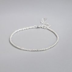 Gorgeous Faceted S925sterling Silver Chain Tennis Bracelet Clasp Closure With An Extender New 925 Sterling Silver Bracelet, Dainty Silver Bracelets Simple, Pretty Silver Bracelet, Silver Sparkle Jewelry, Silver Bracelet For Women Simple, Minimalist Bracelet Silver, Simple Silver Bracelet, Dainty Silver Bracelet, Silver Wedding Bracelet