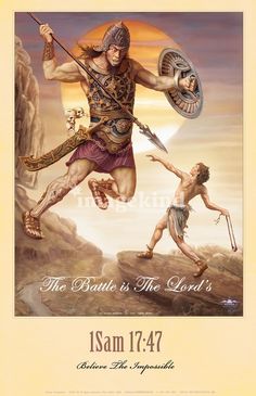 David And Goliath Art, David And Goliath, Bible Images, Bible Illustrations, Bible History, Bible Pictures, Prophetic Art, King David, Ayat Alkitab