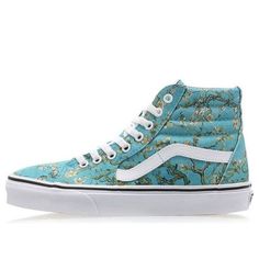 Vans and the Van Gogh Museum have teamed up to release a limited edition colorway of the Sk8-Hi in honor of the great post-impressionist painter. The shoes feature an all-over print of Van Gogh's Almond Blossom painting on their canvas upper, with padding and Vans' signature white stripe on the side panels. A portion of the profits from this project will go towards preserving Van Gogh's legacy. So not only will you look good wearing these shoes, but you'll also be helping to keep one of history' Vans High Tops, Sk8 Hi Vans, Van Gogh Almond Blossom, Vans High, Tenis Vans, Vans White, Van Gogh Museum, Almond Blossom, Vans Sk8 Hi