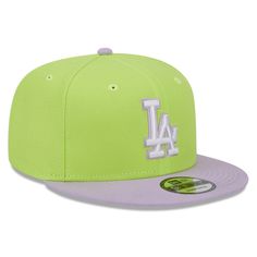 the new era los angeles dodgers neon green and purple hat