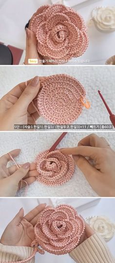 crochet rosette doily is being worked on