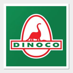 a dinosaur logo with the word dinoo on it's bottom and an image of a