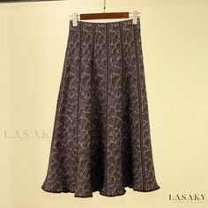 Lasaky - Floral Knitted Dress: A Sophisticated Midi Skirt with Pleats and Ruffles Black Midi Pencil Skirt, Jacquard Midi Skirt, Bodycon Midi Skirt, Knit Midi Skirt, Half Skirt, Elegant Skirt, Midi Skirt Pencil, Plaid Mini Skirt, Layered Skirt