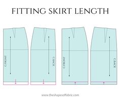 the front and back view of a sewing pattern for a skirt with side slits