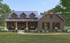 this is a computer rendering of the front elevation of these country homeplans plans