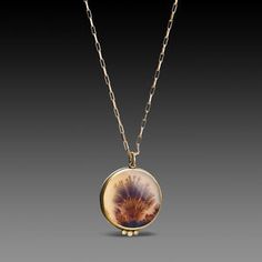 New – Ananda Khalsa Dendritic Agate, Agate Necklace, Chain Pendant, 22k Gold, White Diamonds, Paper Clip, In Nature, Diamond White, 4 Inch