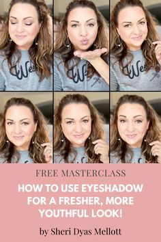 This free masterclass will show you the step by step process for how I teach women over 50 how to look more fresh and younger with better eyeshadow application! #eyeshadow #makeupover50 #beautyover50 #maturemakeup #matureeyes #eyeshadowlessons #eyeshadowtutorial #eyeshadowinstruction #eyeshadowclasses #sheridyasmellott #eyeshadow101 #agingeyes #midlifemakeup Eyeshadow Application, 50 Hairstyles, Best Hair Care Products, Beauty Finds