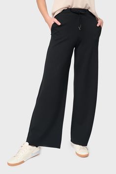 Gibsonlook's Essential Perfect Ponte Wide Leg Pant is the perfect combination of comfort and style. Crafted from a soft ponte knit, this pant features a drawstring waist for a comfortable yet flattering fit, and a wide leg design that's both on-trend and versatile. Women's wide leg pant. Versatile Full-length Sweatpants For Work, Versatile Wide Leg Pants With Drawstring, Wide Leg Sweatpants With Comfort Waistband For Work, Wide Leg Sweatpants With Elastic Waistband For Work, Versatile Wide-leg Sweatpants For Work, Versatile Wide Leg Sweatpants For Work, Wide-leg Athleisure Sweatpants In Elastane, Versatile Wide Leg Pull-on Sweatpants, Drawstring Wide-leg Pants For Work