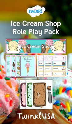 an ice cream shop role play pack with lots of sprinkles on it