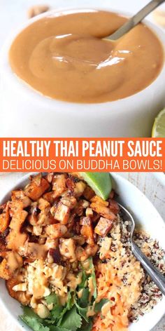 healthy thai peanut sauce is delicious on buddha bowls and it's ready to be eaten