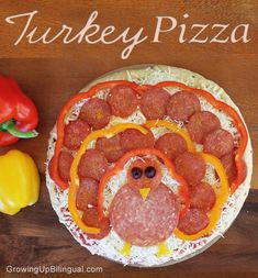 a turkey pizza with pepperoni, sausage and peppers