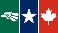 four canadian flags with the symbols of different countries