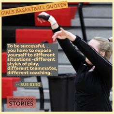 a woman holding a volleyball ball in her right hand with the words girls basketball quotes on it