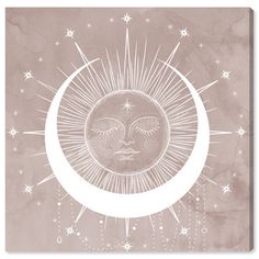 the sun and moon are depicted in this art print