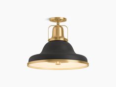 a black and gold light fixture on a white background with clipping to the ceiling