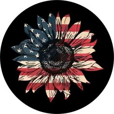 an american flag sunflower on a black background