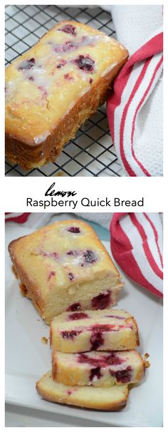 raspberry quick bread on a white plate