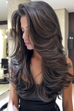 40+ Gorgeous Long Layered Haircuts You Have To See ASAP - Flo's Blog Layer Trim Haircut, Haircut With Many Layers, Long Super Layered Hair, Long Haircuts For Long Faces, Hair Cuts For Long Hair Indian, Back Of Layered Hair, Dark Brown Butterfly Cut, Thick Layers Long Hair, How To Layer Long Hair