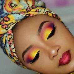 Make Up Diy, Yellow Eye Makeup, Makeup Cantik, Bold Eyeshadow, Yellow Eyeshadow