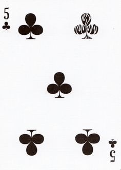 the back side of a playing card with fours and fives in each hand