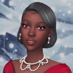 an animated woman with grey hair and pearls