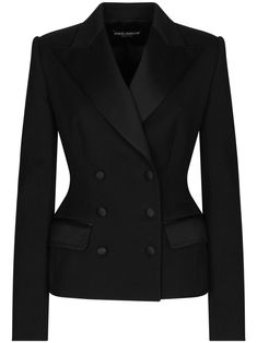 black peak lapels long sleeves buttoned cuffs double-breasted button fastening two side flap pockets straight hem Wardrobe Edit, Boots Fall, Exclusive Fashion, Office Wear, Jacket Design, Colored Blazer, Black Blazers