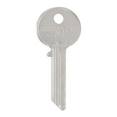 a silver key on a white background