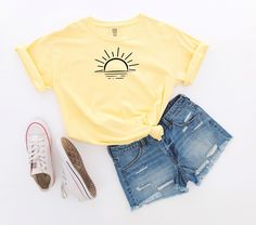 "Must have summer shirt! This Comfort Colors T-shirt is so adorable for your summer wardrobe! Our shirts are great for your summer outings and makes a great gift. This cute Comfort Colors sun ocean tee is a must. We use a high-quality unisex t-shirt that is insanely soft. In fact, it will be one of the softest, best fitting, most comfortable shirts you've ever owned. CLICK BELOW https://www.etsy.com/shop/WalnutRidgeCo PLEASE NOTE This is a standard unisex size Comfort Colors Tee. For an oversize Casual Cotton T-shirt For Summer Adventures, Summer Basic Shirt With Graphic Print, Comfortable Summer Graphic Tee, Comfortable Fit Graphic Tee For Summer, Comfortable Fit Summer Graphic Tee, Casual Crew Neck T-shirt For Summer Adventures, Fun Summer T-shirt For Everyday, Fun Soft-washed T-shirt For Summer, Casual T-shirt For Summer Adventures