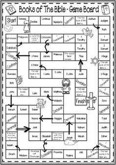 the book of the bible game board is shown with arrows pointing to different locations on it