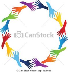 multicolored hands arranged in a circle