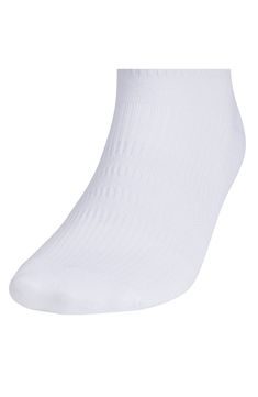 Classic 3-stripes branding marks sporty quarter-length socks knit from soft, stretchy yarn with targeted mesh ventilation and cushioning for all-day comfort. Pack of six pairs Polyester/spandex Machine wash, tumble dry Imported Adidas Sporty Socks For Sports, Adidas Sporty Socks With Logo, Sporty Adidas Socks For Sports, Sporty Adidas Socks, Adidas Breathable White Socks, Adidas White Breathable Socks, White Breathable Adidas Socks, Stripes Branding, Quarter Socks