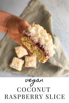 vegan coconut raspberry slice is the perfect dessert to eat on a hot summer day