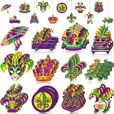 PRICES MAY VARY. Mardi Gras Ornaments Sets: you will receive 36 pieces of masquerade ornaments for Christmas tree decorations in 12 styles, printed with Mardi Gras mask, Mardi Gras truck, gnome, umbrella, crocodile, crown and so on, making your masquerade party shinning Mardi Gras Decorations Application: the masquerade mask ornament are suitable for prom, Mardi Gras party decorations, Mardi Gras birthday party decorations, masquerade party decorations and other carnival theme parties, you can h Masquerade Party Favors, Masquerade Decorations, Mardi Gras Party Decorations, Carnival Party Decorations, Carnival Decorations, Holiday Party Themes, Birthday Party Crafts, Mardi Gras Decorations, Carnival Birthday Parties