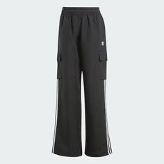 adidas Adicolor 3-Stripes Cargo Pants - Black | Free Shipping with adiClub | adidas US Adidas Sporty Sweatpants With Pockets, Black Wide Leg Military Cargo Pants, Adidas Sporty Wide Leg Pants, Adidas Sporty Wide-leg Pants, Military Style Wide Leg Black Pants, Military Style Black Wide Leg Pants, Black Military Style Wide Leg Pants, Military Style Black Wide-leg Pants, Sporty Wide-leg Cargo Bottoms