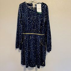 New With Tags! Incredibly Beautiful Velvety Material. Starry Velvet Dress, Navy Starry Dress, Starry Night Dress, Holiday Colors, Winter Holiday, Winter Holidays, Kids' Dresses, Night Dress, 9 And 10